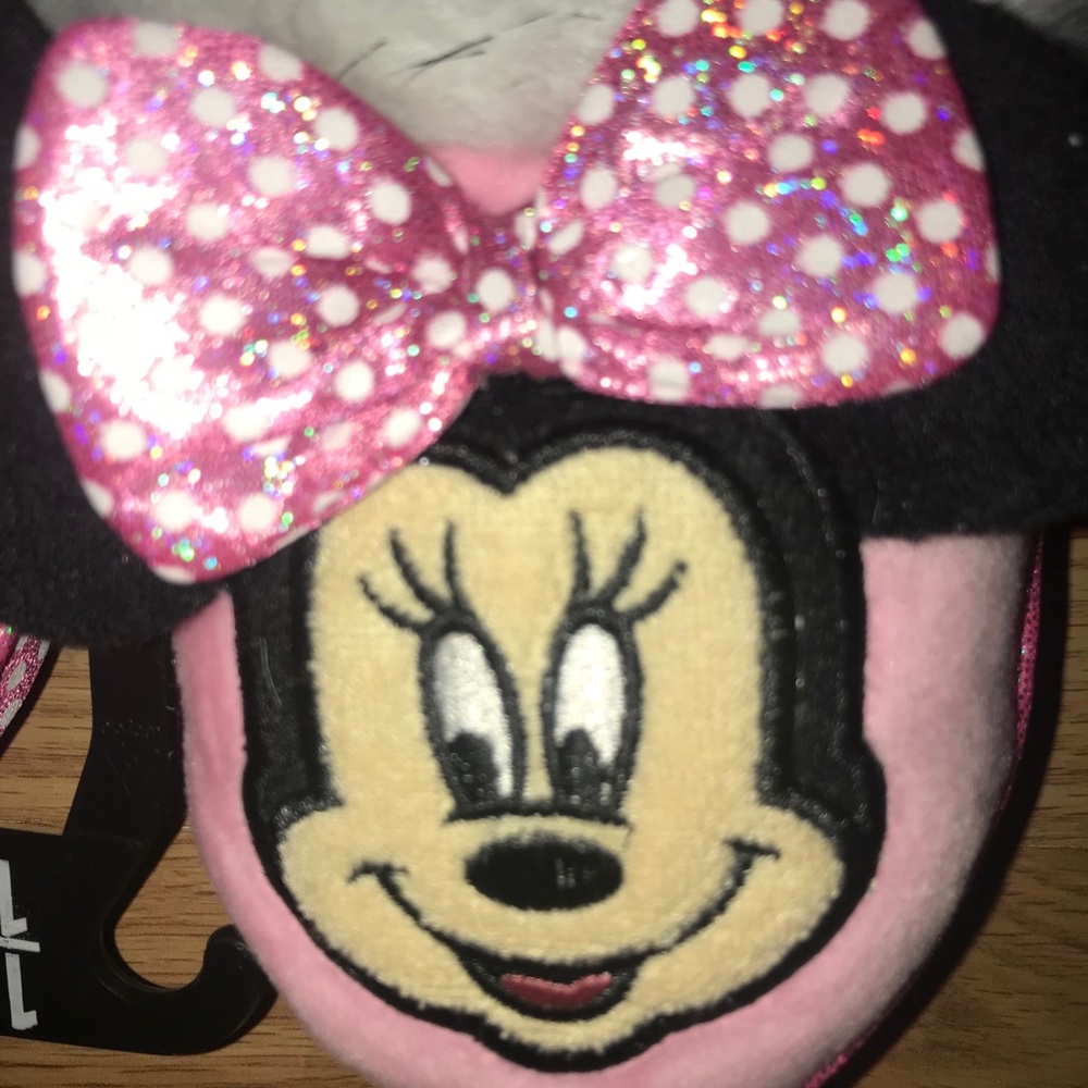 Minnie Mouse Toddler Slippers Sparkly Bow - Picture 3 of 8
